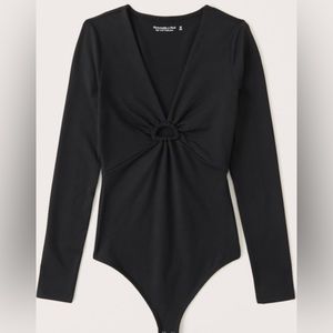 Abercrombie and Fitch, Long-Sleeve Bodysuit, size S, black, new with tag